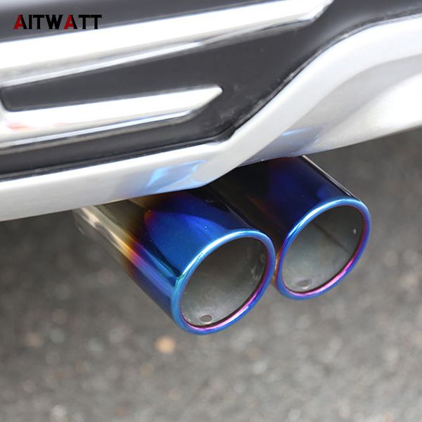 Car Rear Round Exhaust Tail Pipe Universal Throat Muffler Tip Stainless Steel BS