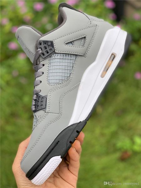 

authentic 2019 release air 4 cool grey retro man basketball shoes chrome dark charcoal varsity maize athletic sneakers 308497-007