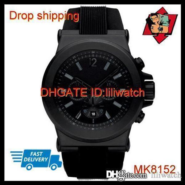 

100% original japan movement drop shipping new mk8152 mk8184 mk8295 mk8296 mk8445 men's silicone rubber strap chronograph watch, Slivery;brown