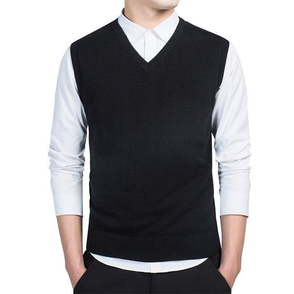 

autumn new fashion casual men sweaters vest slim fit cotton solid men sweaters pullover vest plus size 3xl, White;black