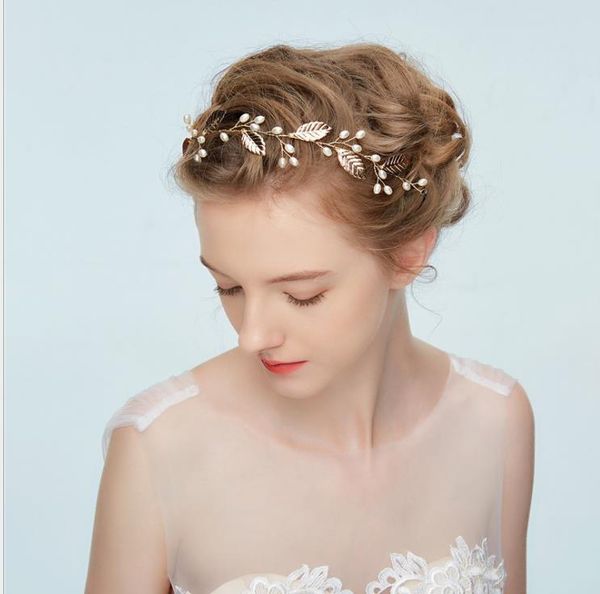 

bride's handmade headdress pearl simple hair band jewelry new, Silver
