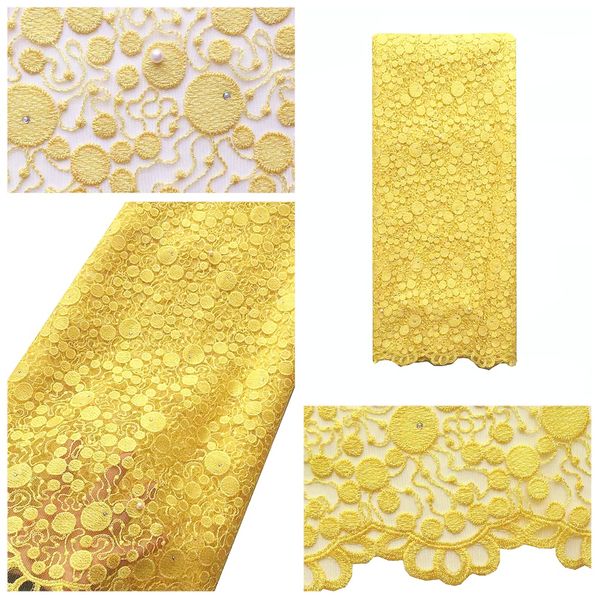 

желтая африканский шнурок ткань 2020 вышитых нигерийского венчание шнурок ткань высокого качества французского тюль кружево ткань с бисером, Black;white