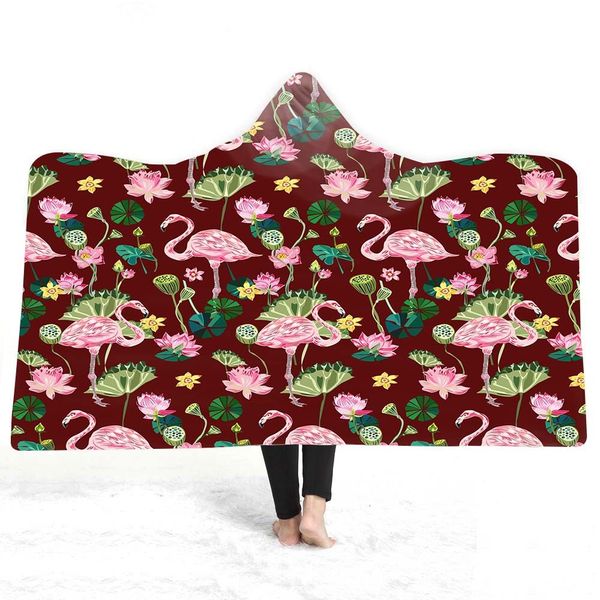 

flamingo hooded blanket for adults kids 3d printed plush soft fleece blanket portable warm throw for home travel picnic