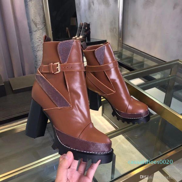 

women martin boots fashion boots flamingos coarse desert boot winter leather luxury woman shoes c20, Black