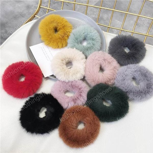 Women Girls Chic Artificial Fur Elastic Ring Hair Ties Accessories