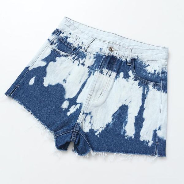 

jean loose shorts for women denim mid waisted summer 2020 blue tie dye shorts zipper fashion beach streetwear clothing new