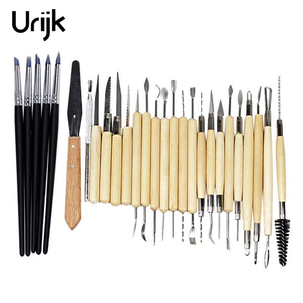 

urijk 27pcs silicone rubber shapers pottery clay sculpture carving modeling pottery hobby tools hand tool set