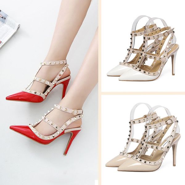 

Fa hion luxury de igner women hoe 8cm high heel tudded andal ladie wedge andal red bottom pike party wedding andale femme