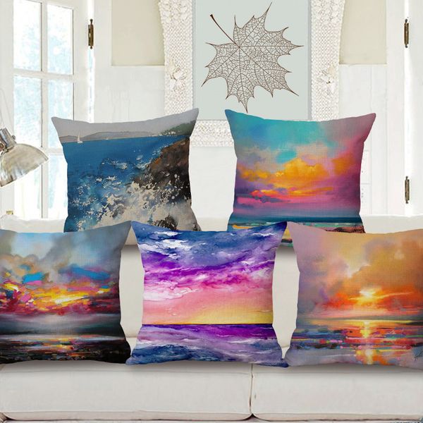 

scenery ink painting cotton pillow cloud by pillow case sofa home furnishing cushion come picture customized