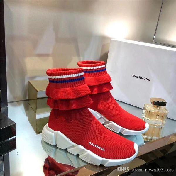 

- Нет.1Balenciaga 2019 новый стиль Красный вязать носок скорость Бегун кроссовки обувь ск