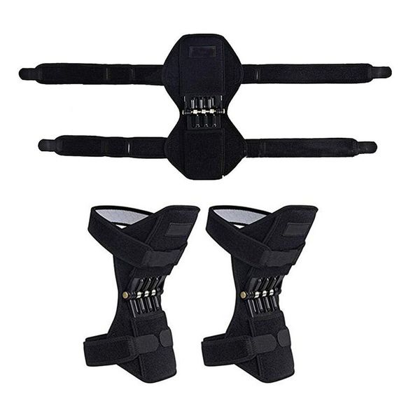 

1 pair joint support knee pad breathable non-slip lift pain relief for knee power spring force stabilizer for elder, Black;gray