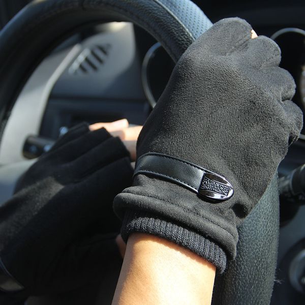 

зимние перчатки warm вождение автомобиля мужчины половина finger d20 велосипедные перчатки, Black