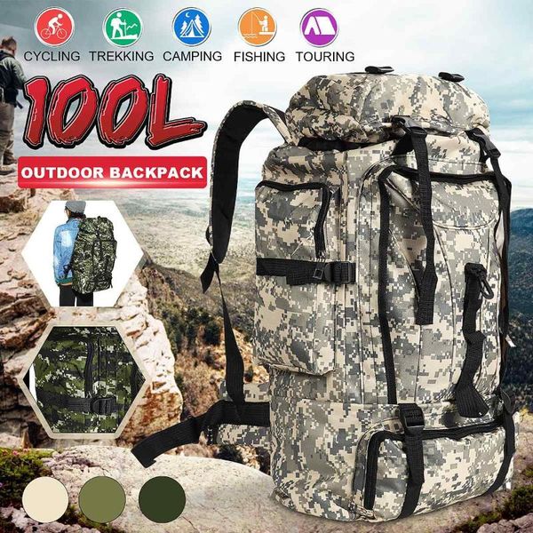 

camouflage bag 100l tactical backpack outdoor travel hiking climbing rucksacks waterproof trekking fishing hunting bags