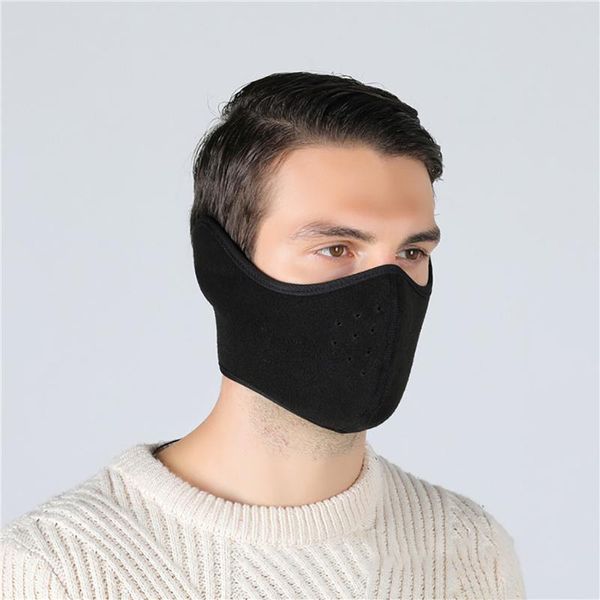 

men women winter warm mask fleece elasticity earmuffs riding running hiking ski mask for outdoor sports half face, Black