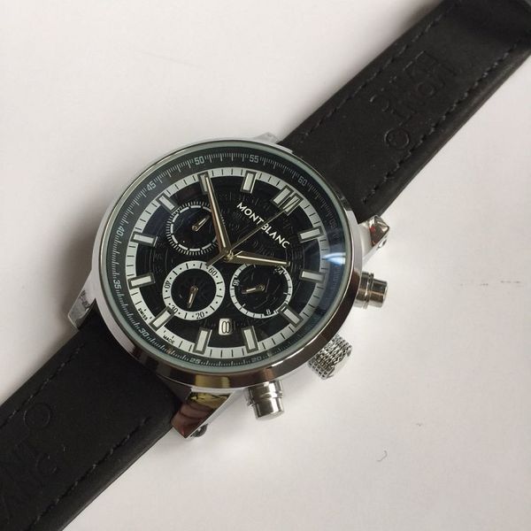 

mens watches luxury waterproof fashion sport wrist watch chronograph quartz military genuine leather relogio masculino, Slivery;brown