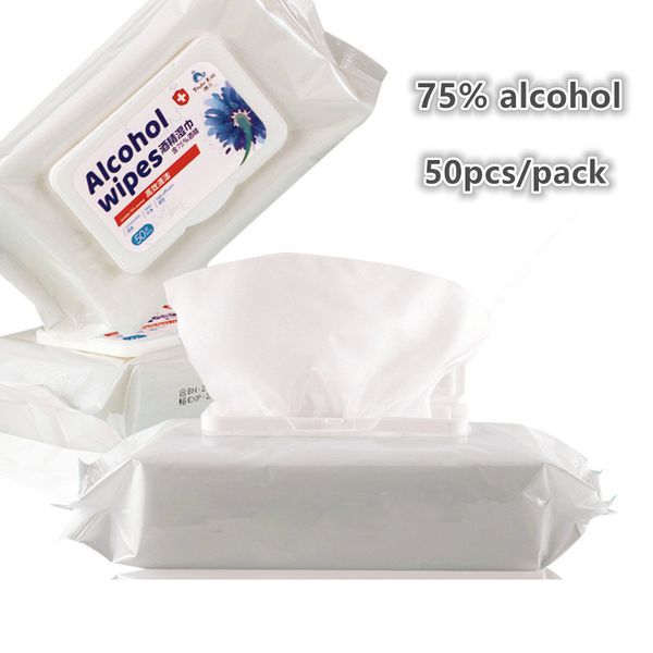 

75% alcohol wipes 200*150mm anti virus wet wipe portable disinfecting dipe 50pcs/pack antiseptic cleanser sterilization dhl shipping