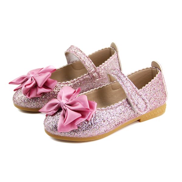 

elegant girls shoes fashion princess flat shoes for kids toddler girl big children flats with ribbon bow-knot shiny sequins soft, Black;red