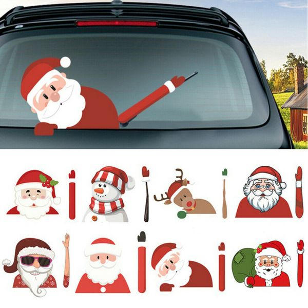 

car stickers christmas decoration santa claus 3d pvc waving car stickers styling window wiper decals rear windshield decoration