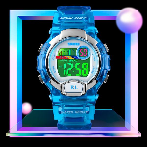 

skmei sport kids watch girls student gifts waterproof alarm clock satch timing watch led luminous digital watch reloj, Slivery;brown