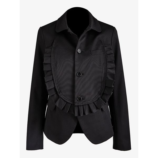 

high street new stylish 2020 designer blazer women's buttons ruffle jacket, White;black