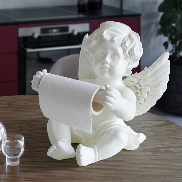 

resin angel figurines table tissue holder for roll paper home decoration accessories modern resin sculpture tissue table holder