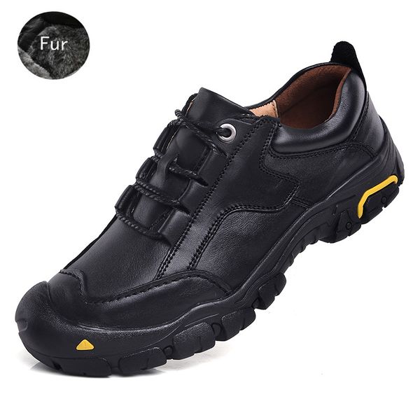 

genuine leather shoes men 2019 winter casual shoes man leather flats oxford rubber luxury fashion sneakers outdoor 38-50, Black