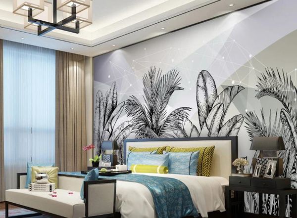

custom p wallpaper abstract geometric tropical rainforest banana leaf wall mural living room bedroom backdrop 3d wallpaper