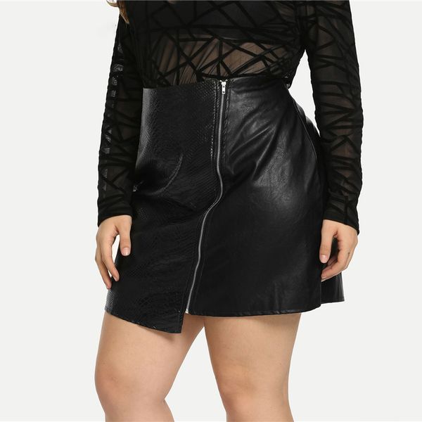 

leather skirt skirts for women plus size black solid zipper korean women autumn female office a line elegant mini skirts