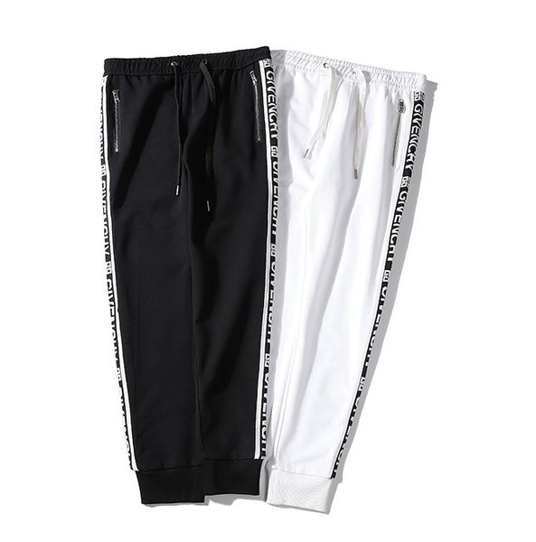 

новые мужские женская brandpants designerpants мода упругие талии роскошные длинные штаны геометрические letters белые брюки бесплатная дост, Black
