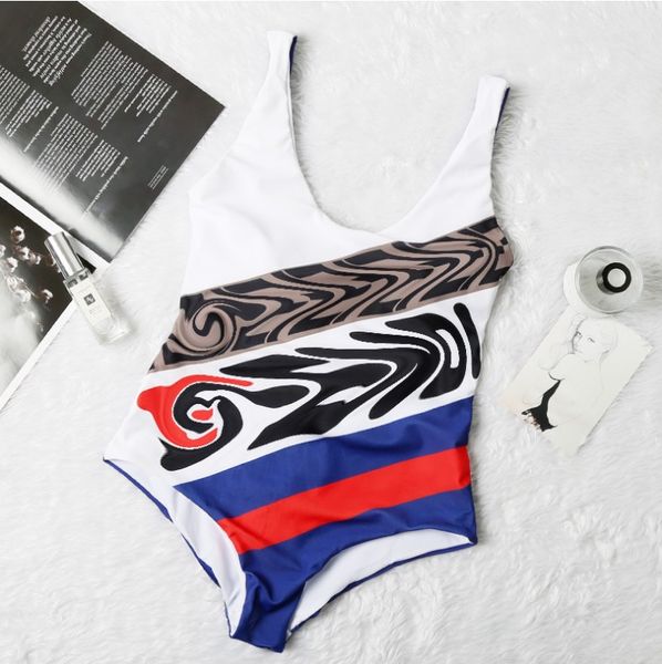

designer women's swimwear european and american new selling letter bikini backless one-piece swimsuit wholesale women sizes-xl-2, White;black