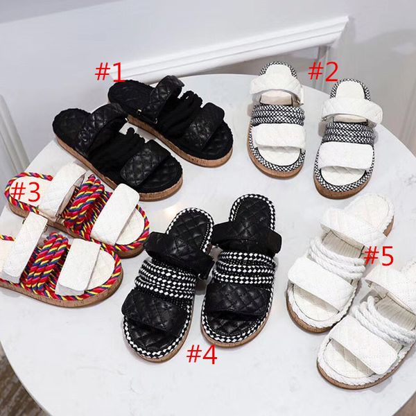 

fashion and quality cord mules slippers women chunky heel flat slippers luxury multicolor flip flop fashion outdoor scuffs women white slipp, Black