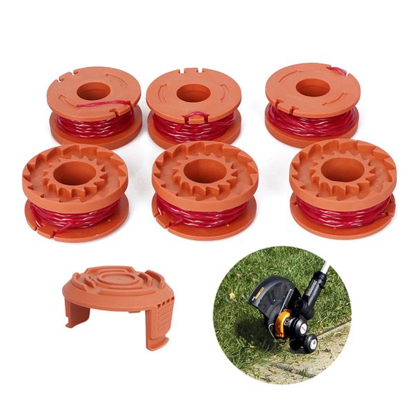 

6+1 pcs replacement 10-foot grass synthetic trimmer/edger spool line compatible model worx wg180 wg163 wa0010 power tool