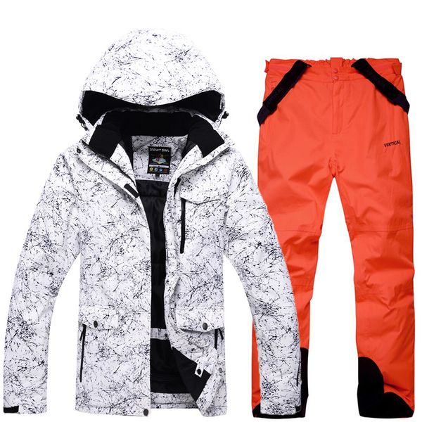 

2017 outdoor ski suit men winter warm strap leather trousers + ski jacket windproof mountaineering sports jacket ing