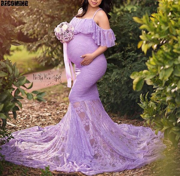 

pregnant dress p shoot lace maternity dress women maxi clothes for pregnancy lady big maternity gown for pgraphy, White