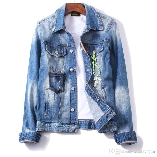 

mens jackets ripped denim jackets zippers streetwear distressed motorcycle biker jeans jacket spring and autumn coat, Black;brown