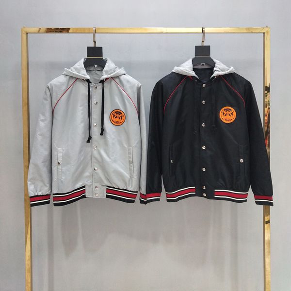 

19fw red stripes jackets applique logo embroidery casual baseball jacket men women designer sports bomber jacket outerwear, Black;brown