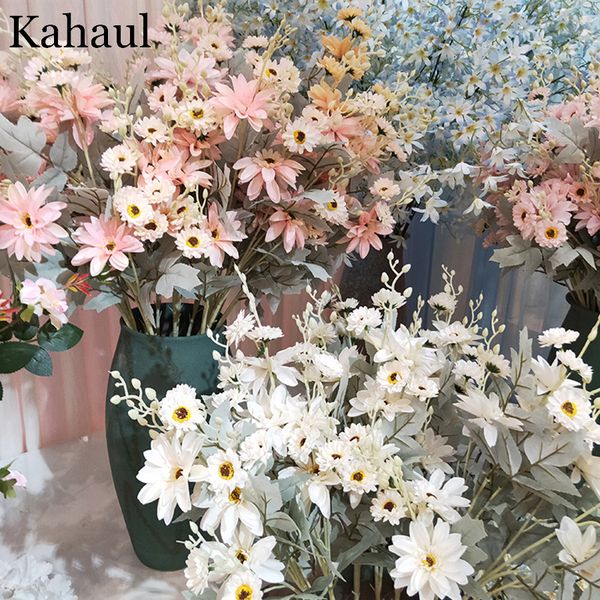 

long artificial flowers silk daisy for home wedding table decor white backdrop arrangement decoration accessories