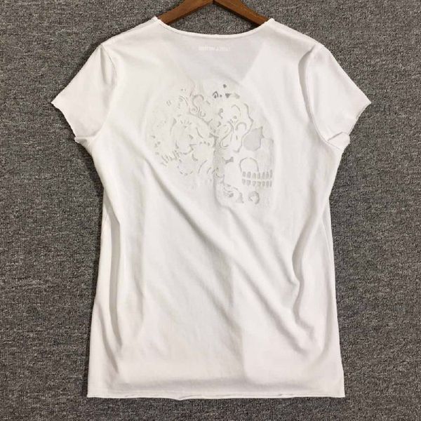 

women t-shirt skull t-shirt with back, White