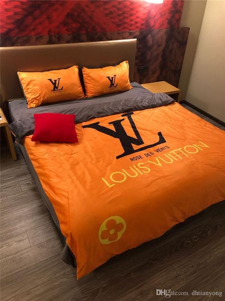 

l letter and flower bedding sets cover suit 4 pieces 3d soft nap trend fashion classic logos duvet cover pattern print polyester bedding