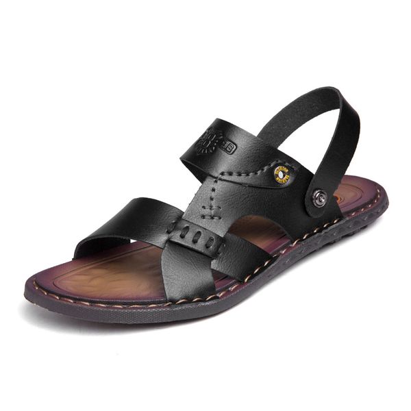 

breathable non-slip summer open-toe new men's sandals men's casual sandals and slippers large size beach shoes men, Black
