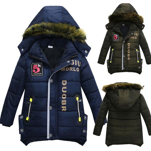 

winter fashion cotton padded thicken jacket windproof children boys hooded coat outerwear zipper parka jackets girls hoodies, Blue;gray