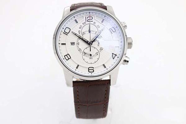 

New White Dial Brow Leather Belt Mens Blue Stainless Dezel Watch Men's Sports Wrist Watchesver