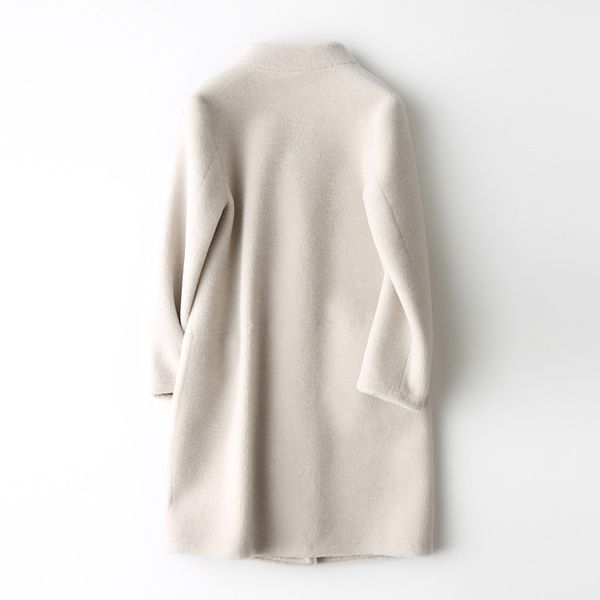 

two sheep fur velvet coat female lambs wool long 2019 new autumn and winter fur coat, Black