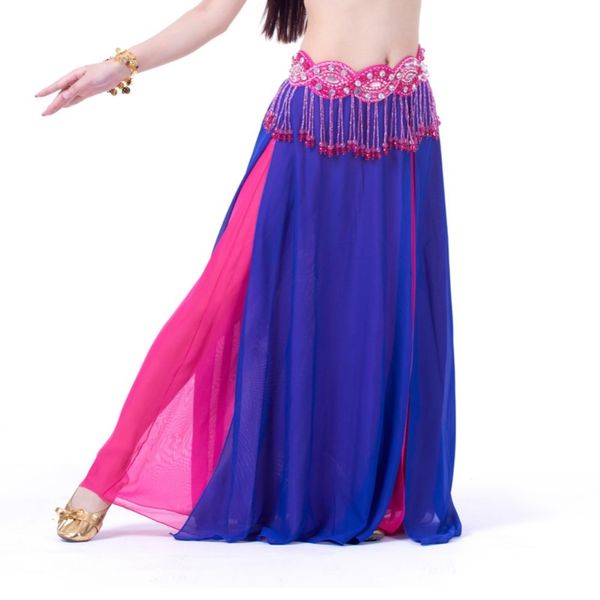

women belly dance costume chiffon skirt 2 side slik skirt dress 8 colors lady new, Black;red