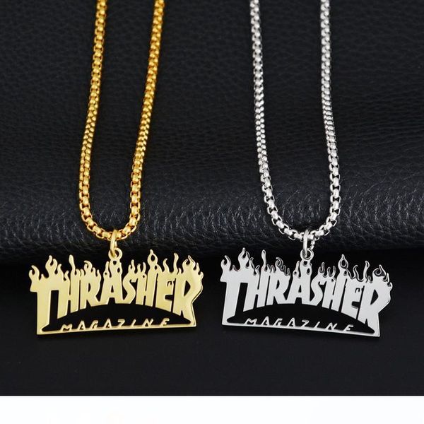

flame letter necklace hip hop street dance men's and women's jewelry outdoor nightclub party designer pendant ing, Silver