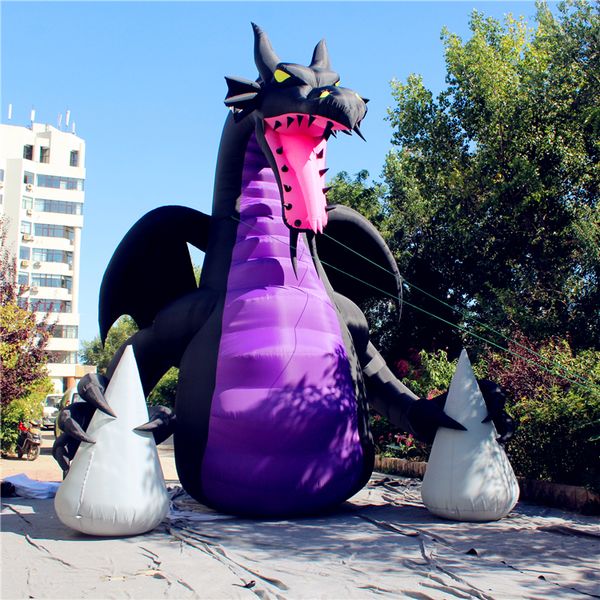 Atacado balão inflável gigante alto fogo dragão dino com ventilador para boate ou decoração de cidade
