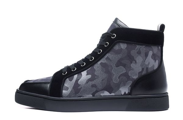 

2020new spikes red bottoms pik studded sneakers women men luxury designer boots flat casual red sole autumn winter casual, Black