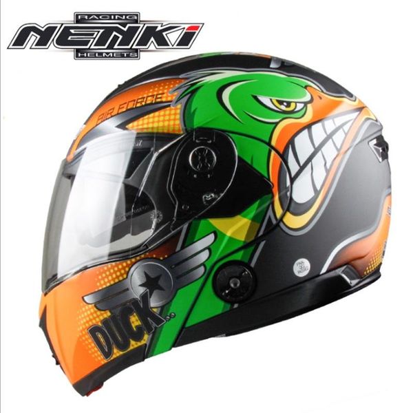 

1pcs nenki professional flip up motorcycle helmet full face double lens racing motorbike moto motocross off-road helmets