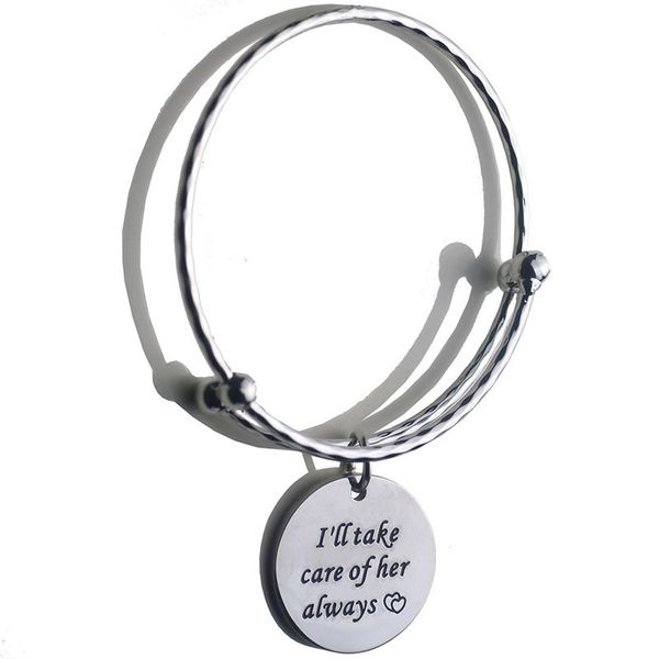 

2019 fashion women bangle jewelry stainless steel six-sided rhombus push-pull activity adjustable size letter tag bracelet, Black