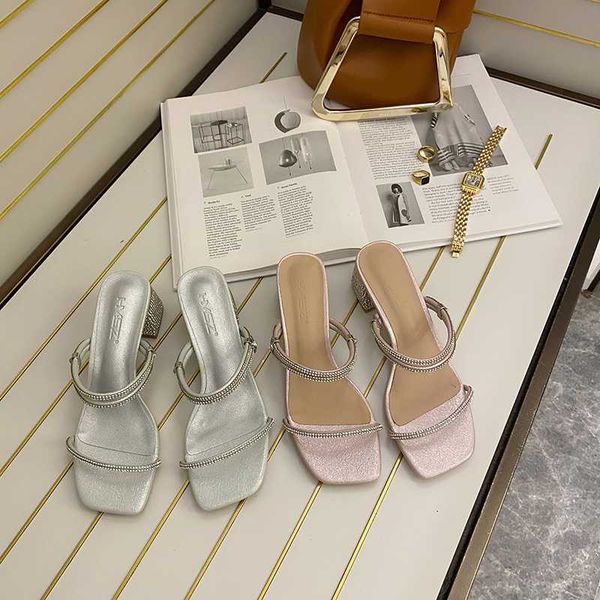

fashion women sandals slides bling rhinestone slippers gladiator slip on narrow band slippers block mid heeled sandals slides, Black
